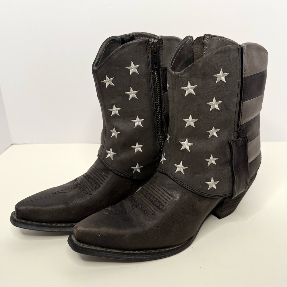 Durango Crush Fold Down Black Flag Western Cowboy Boots